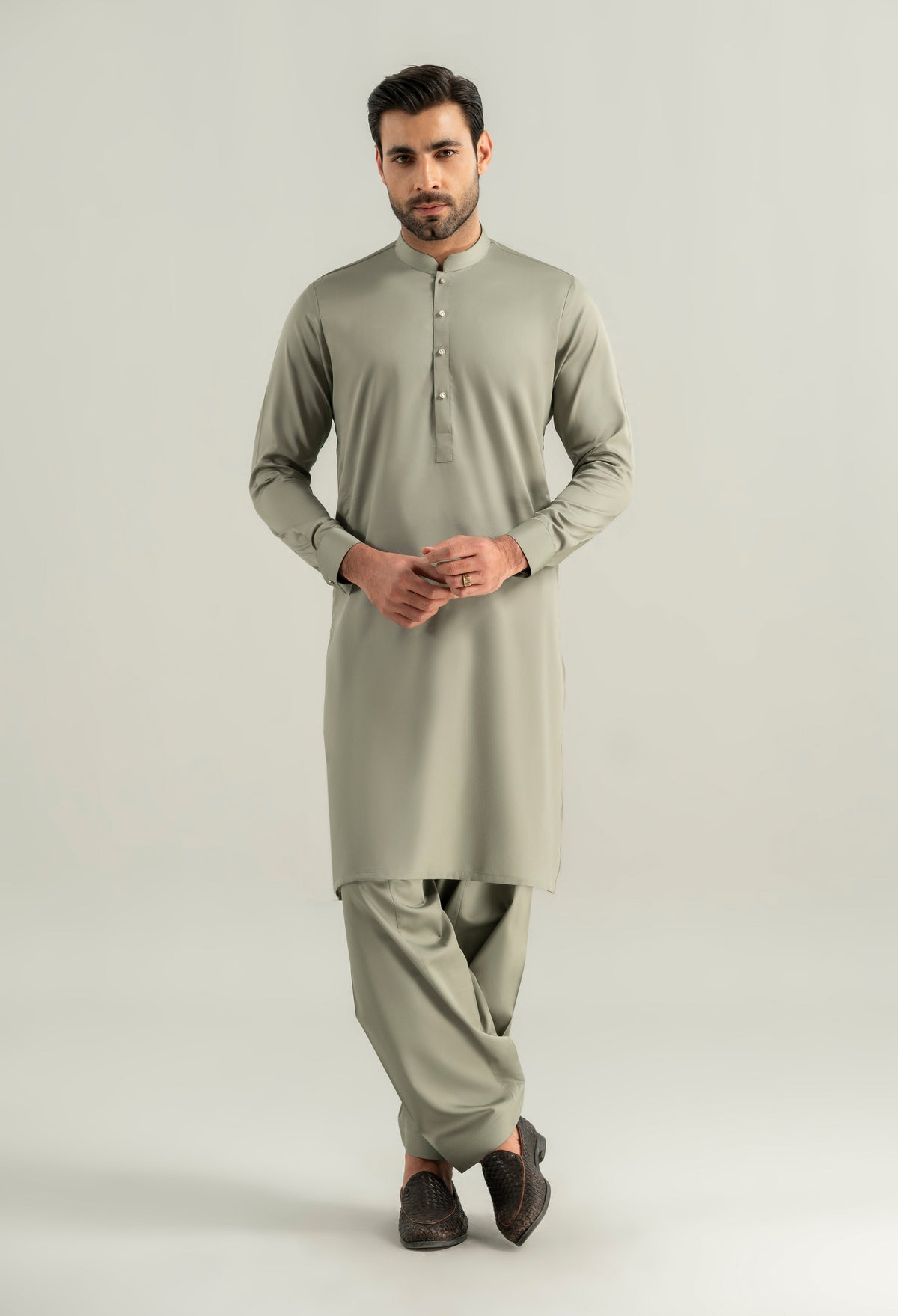 Pistachio Green Cotton Kameez Shalwar