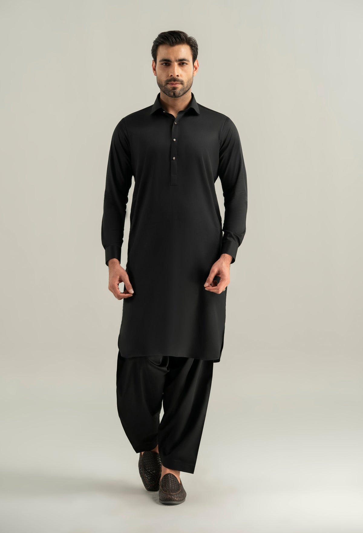 Jet Black Kameez Shalwar