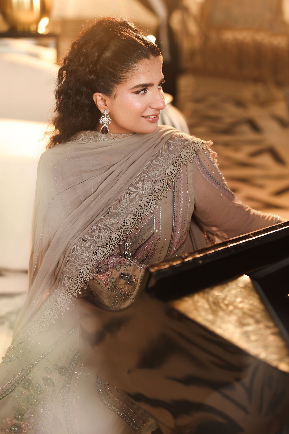 3 Piece Embroidered Chiffon Suit by Maria.B