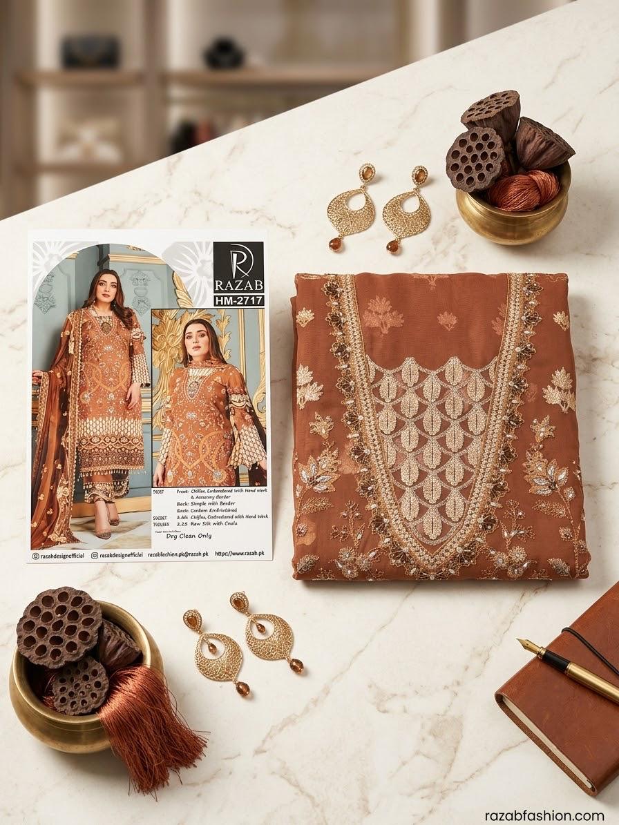 RAZAB CHIFFON DRESS HAND MADE