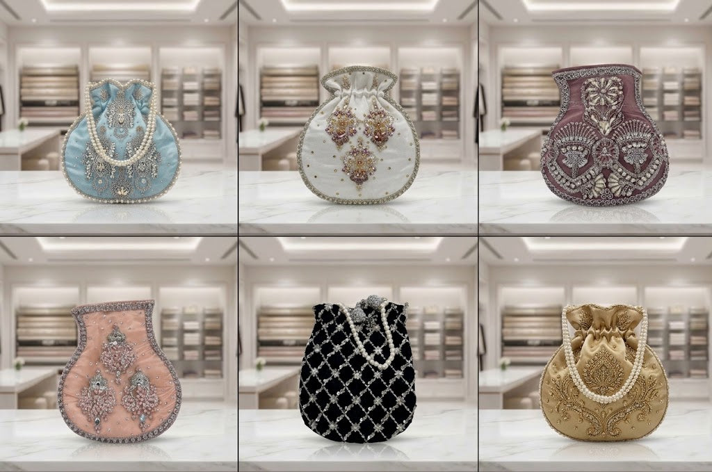 Pearl Embroidered Mini Potli every colour and design available