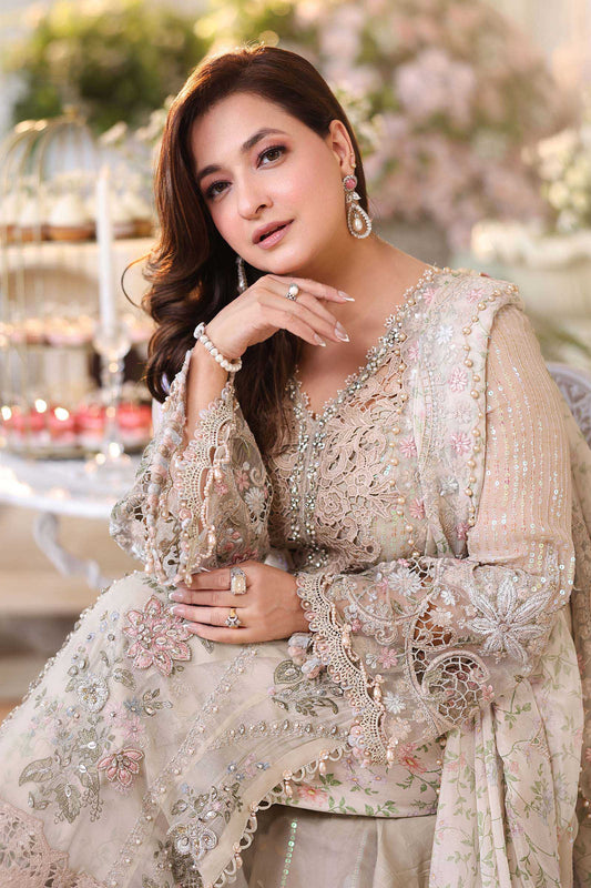 3 Piece Unstitched Embroidered Chiffon Suit by Maria.B