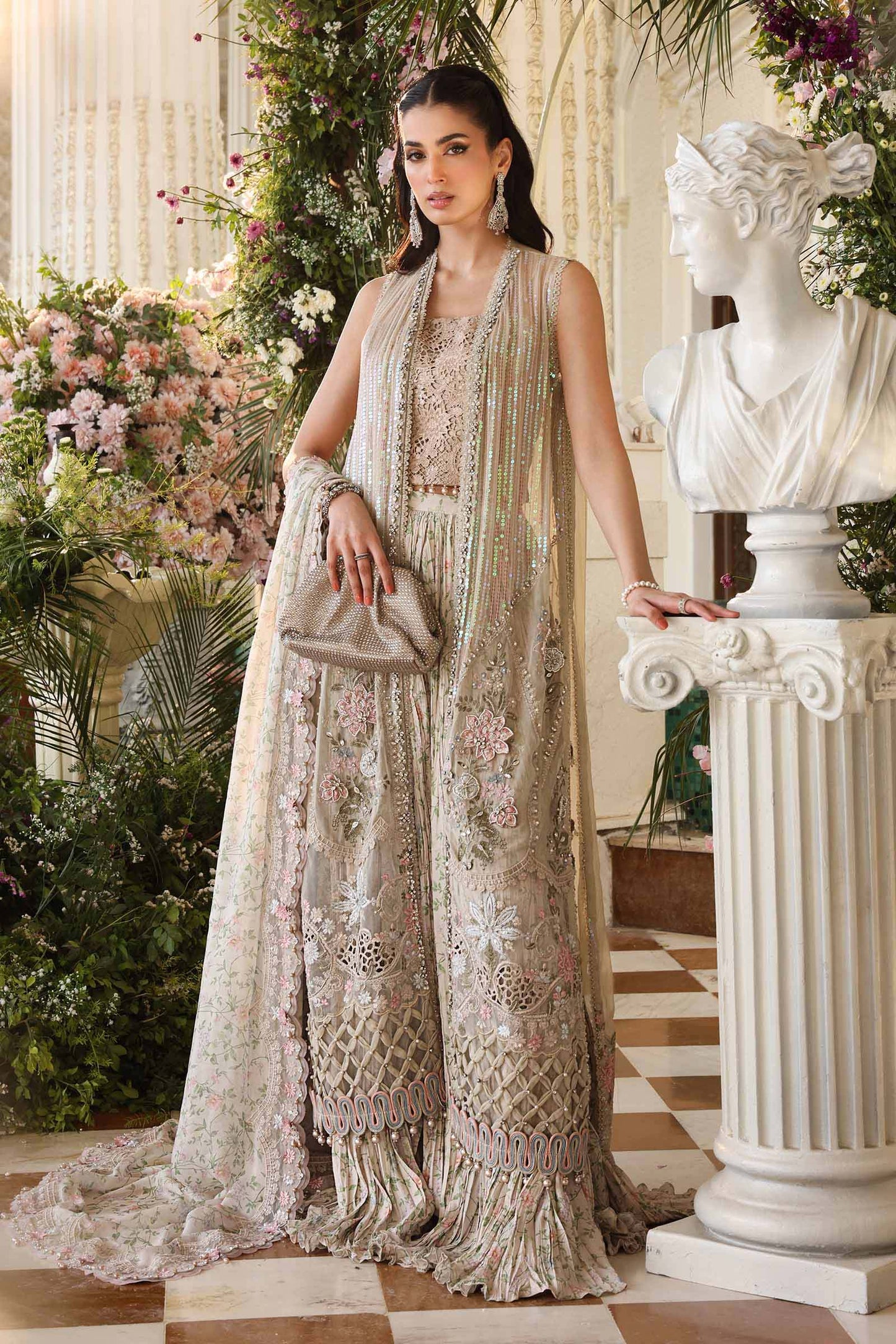 3 Piece Unstitched Embroidered Chiffon Suit