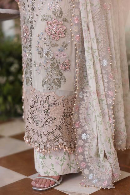 3 Piece Unstitched Embroidered Chiffon Suit