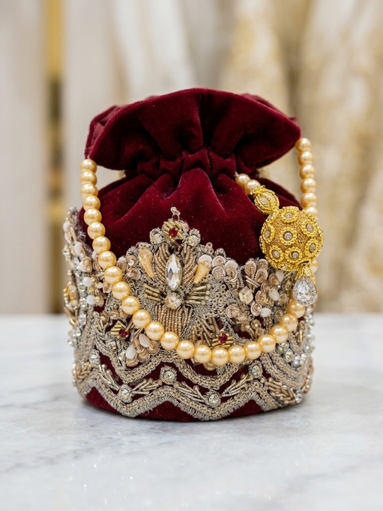 Pearl Embroidered Mini Potli
