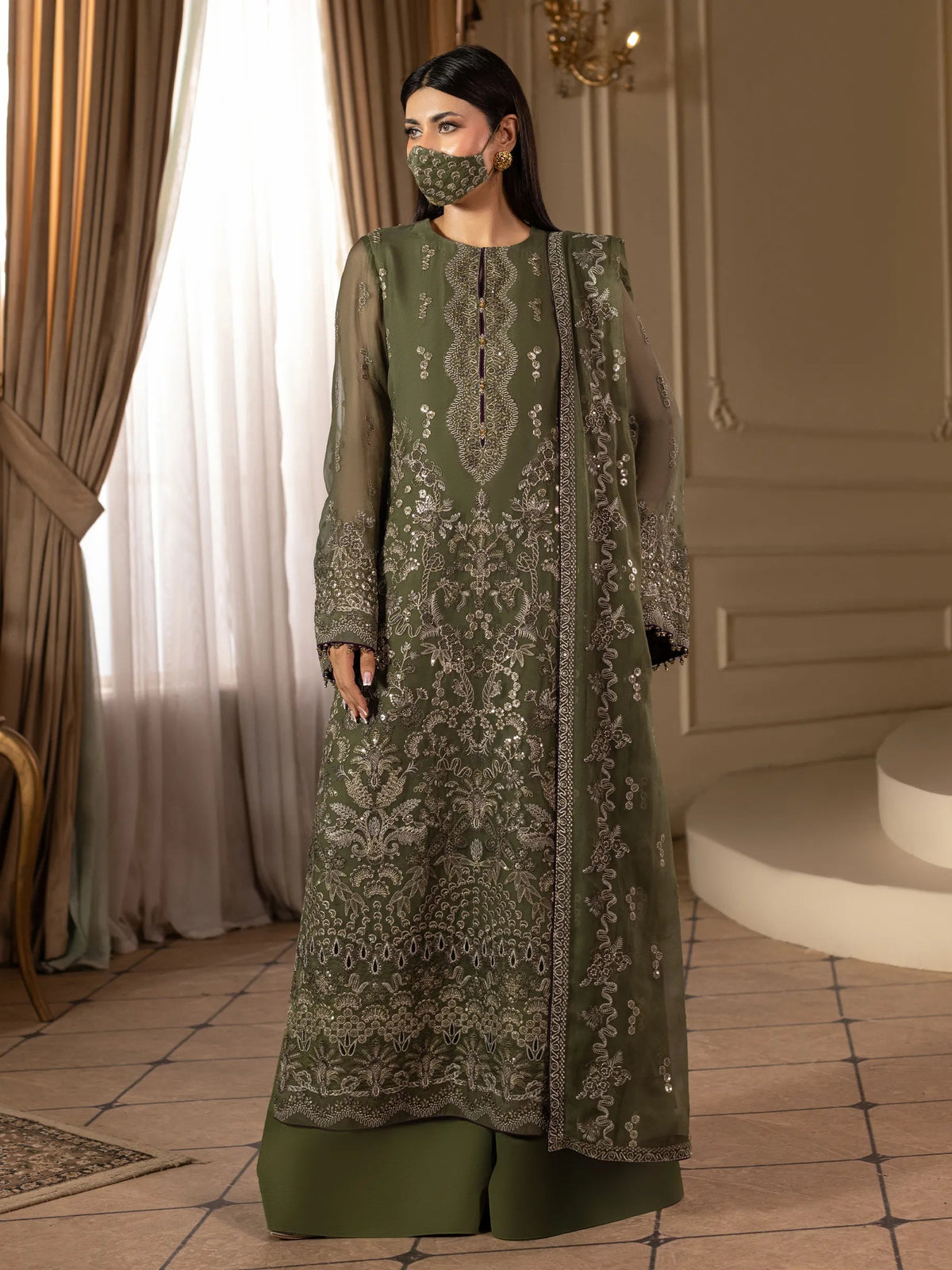 CHANDNI BY FLOSSIE Orlena - 3 Piece Embroidered Chiffon Dress  CH-101
