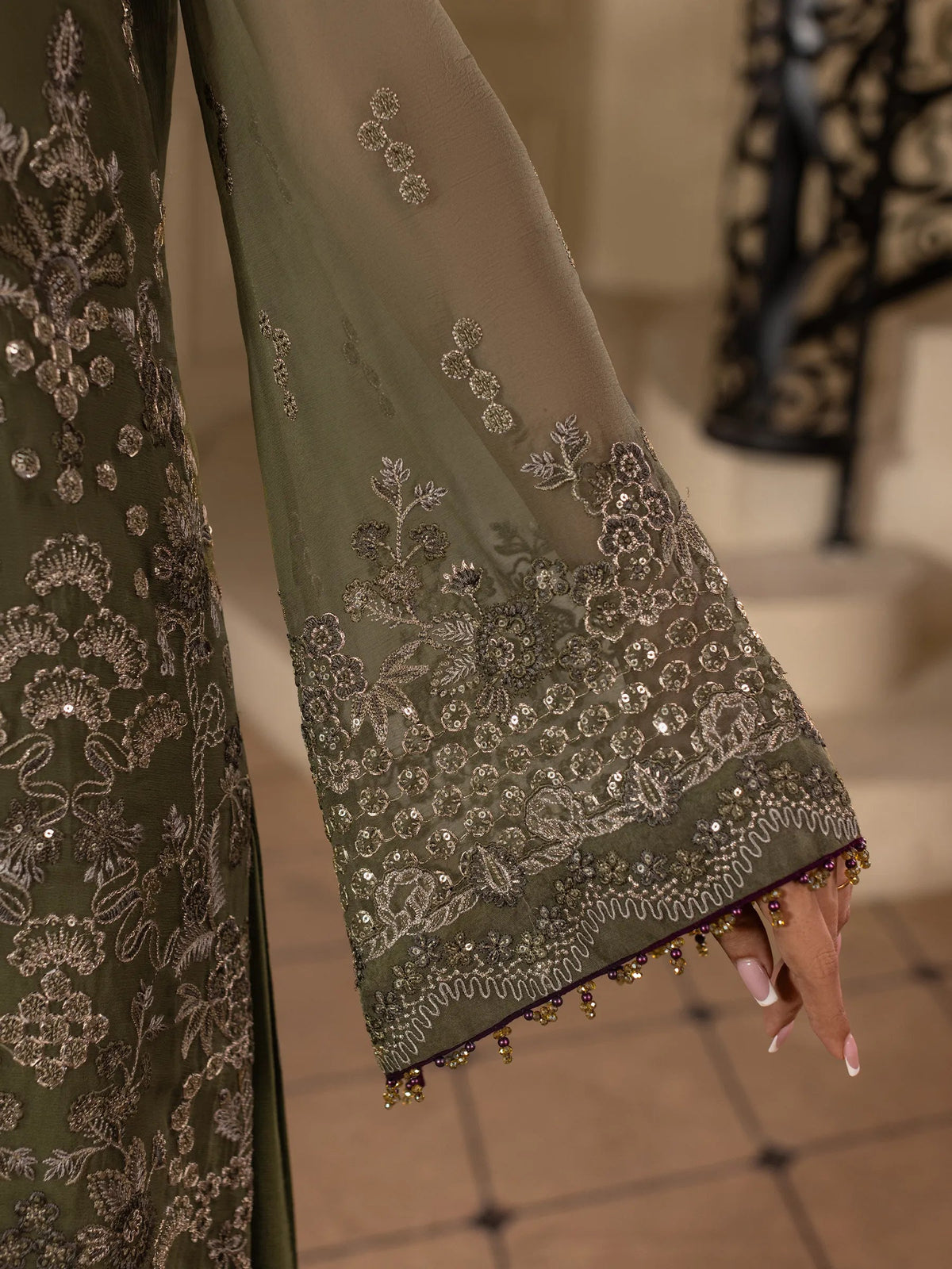 CHANDNI BY FLOSSIE Orlena - 3 Piece Embroidered Chiffon Dress  CH-101
