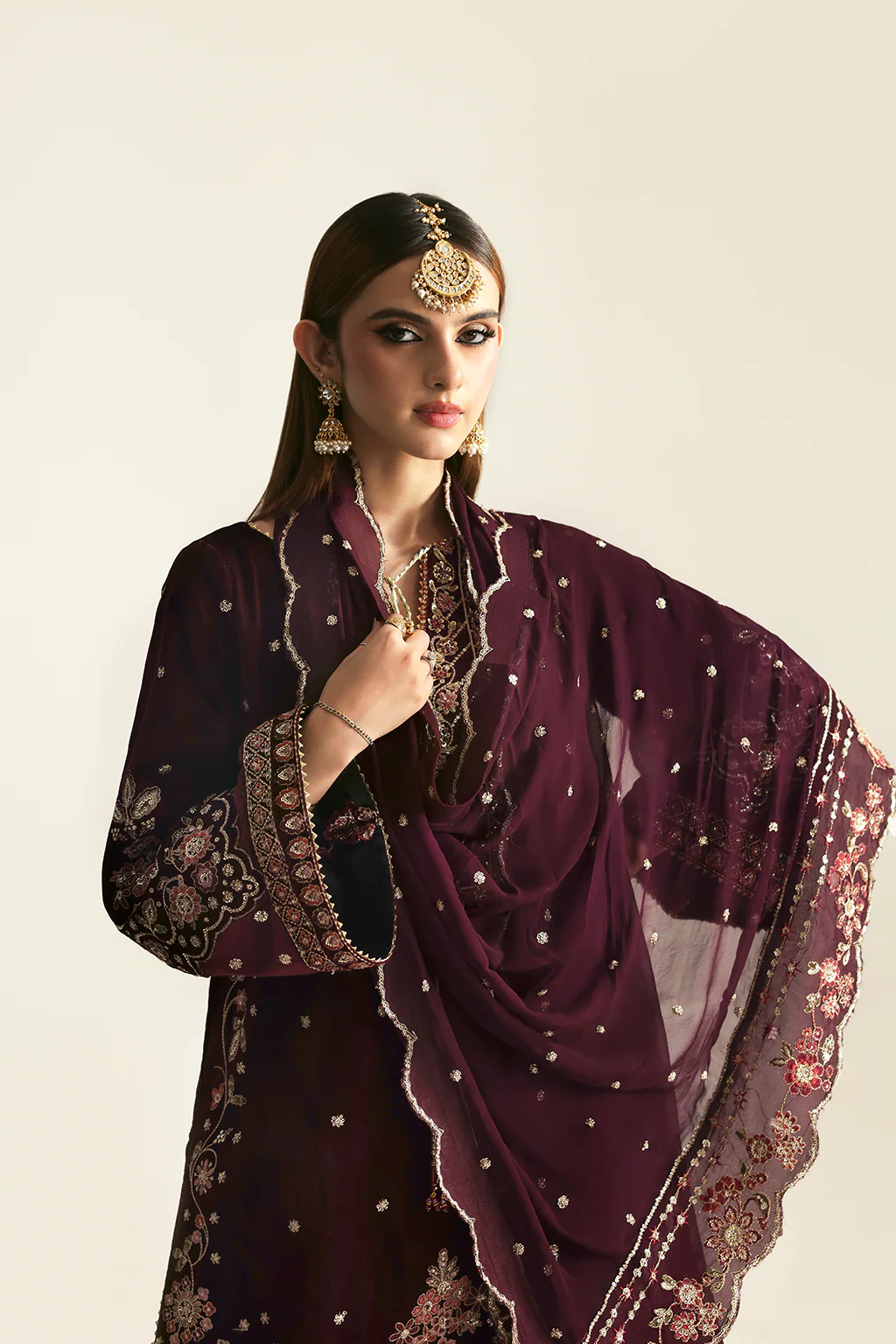 Emaan Adeel Zarposh Embroidered Velvet Unstitched 3Pc Suit - KANWAL