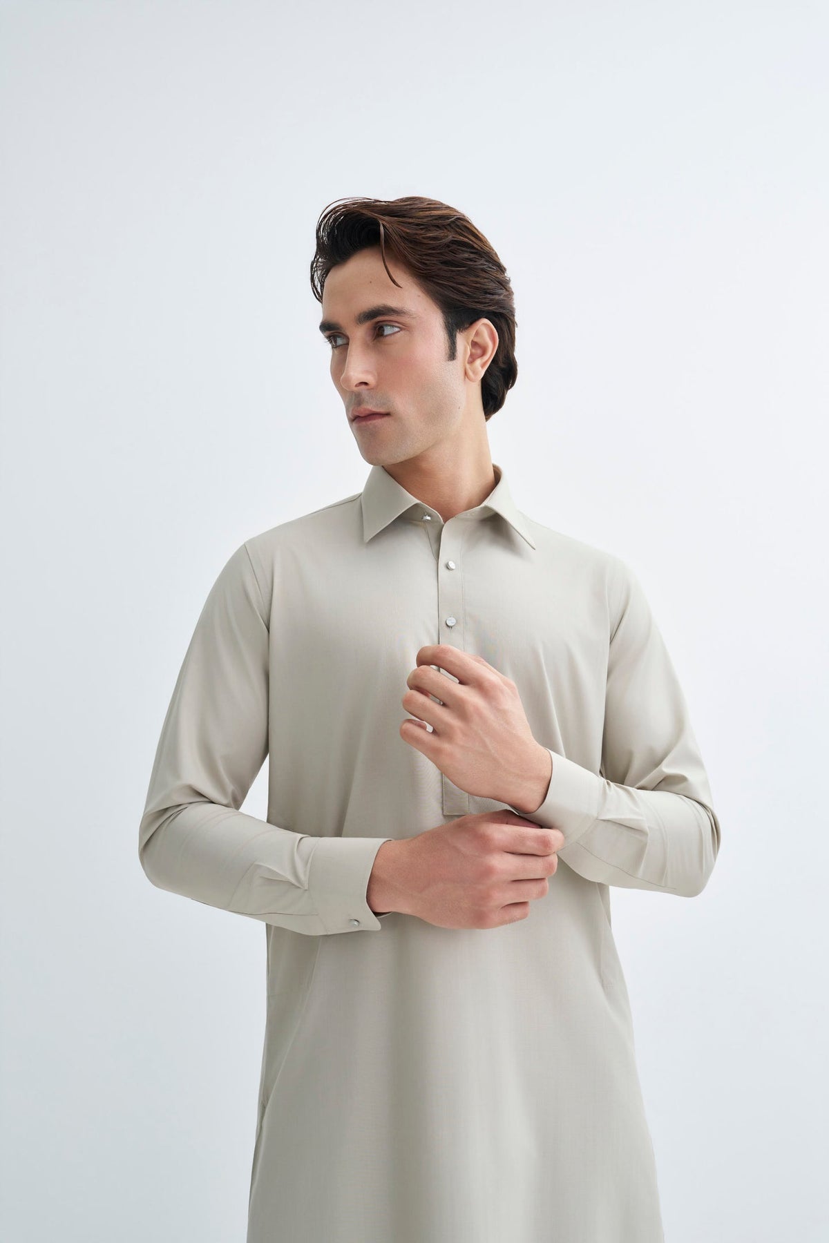 Light Beige Blended Kameez Shalwar
