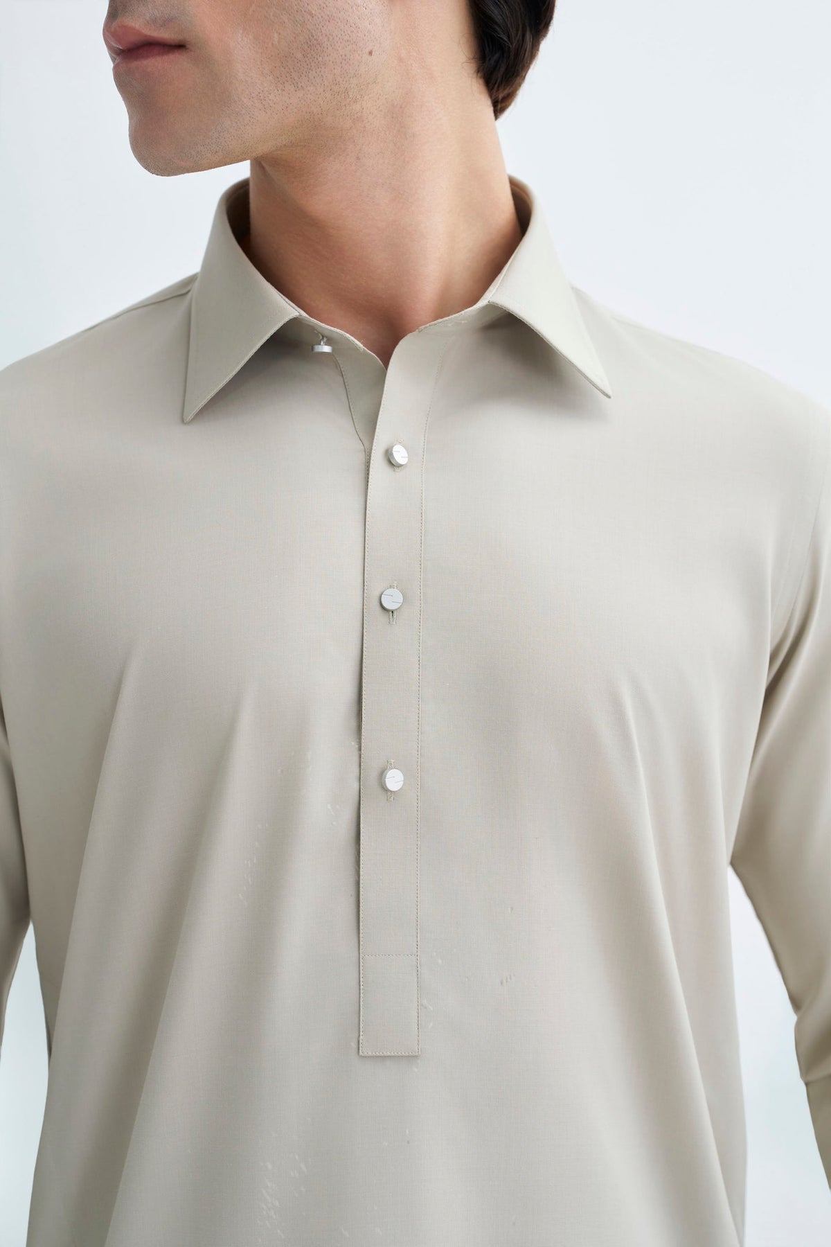 Light Beige Blended Kameez Shalwar