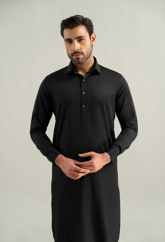 Jet Black Kameez Shalwar