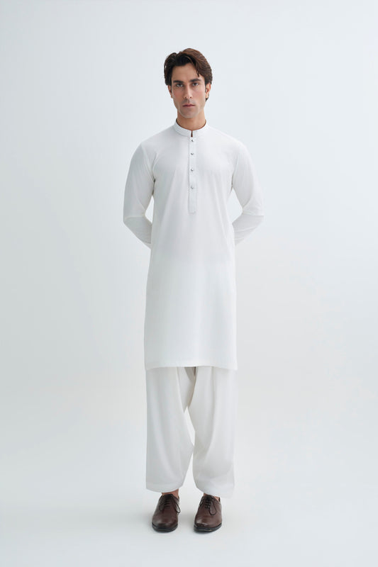 Off White Detailing Kameez Shalwar