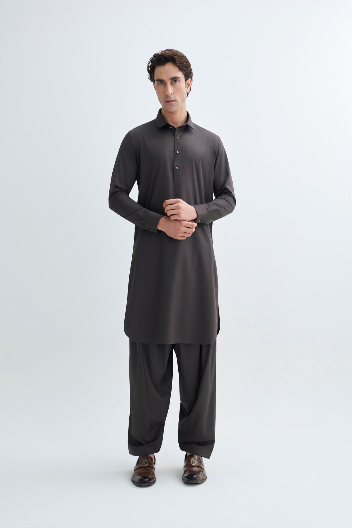Chocolate Brown Detailing Kameez Shalwar