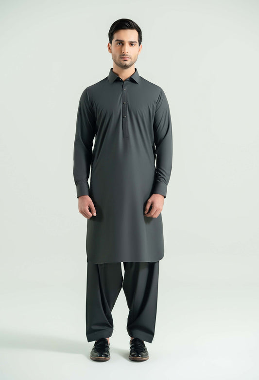 Dark Grey Detailing Kameez Shalwar