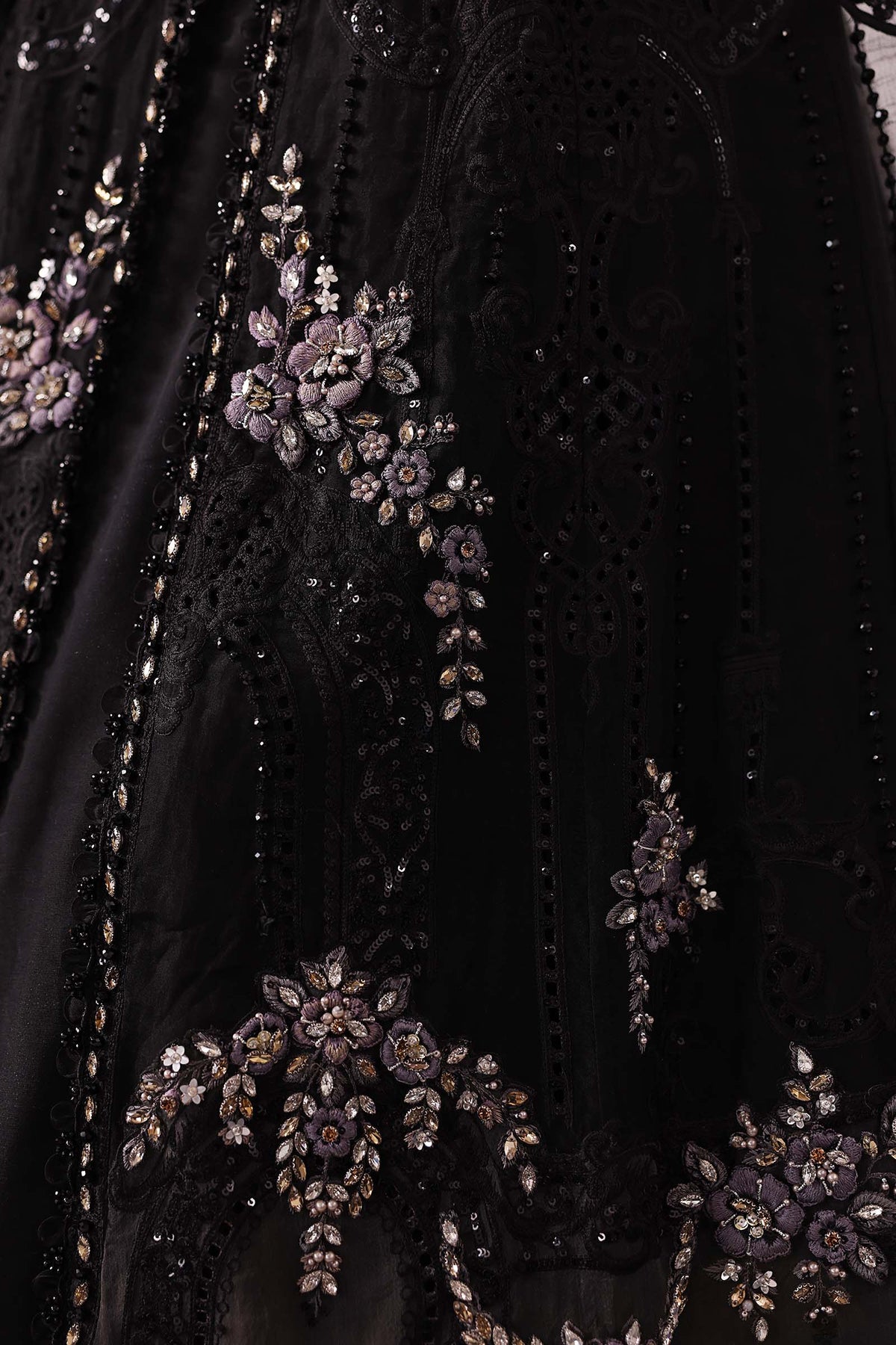 Embroidered organza Suit | BD-3004-Black by Maria.B