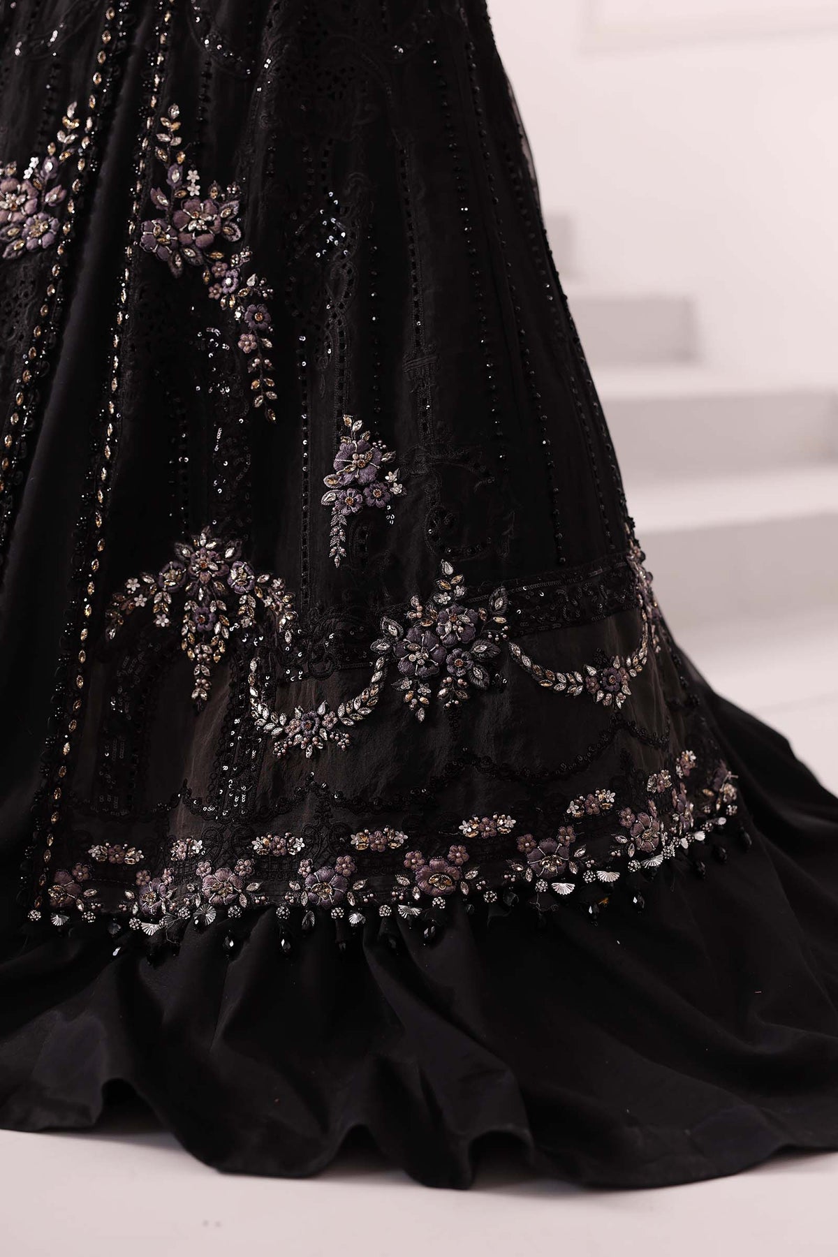 Embroidered organza Suit | BD-3004-Black by Maria.B