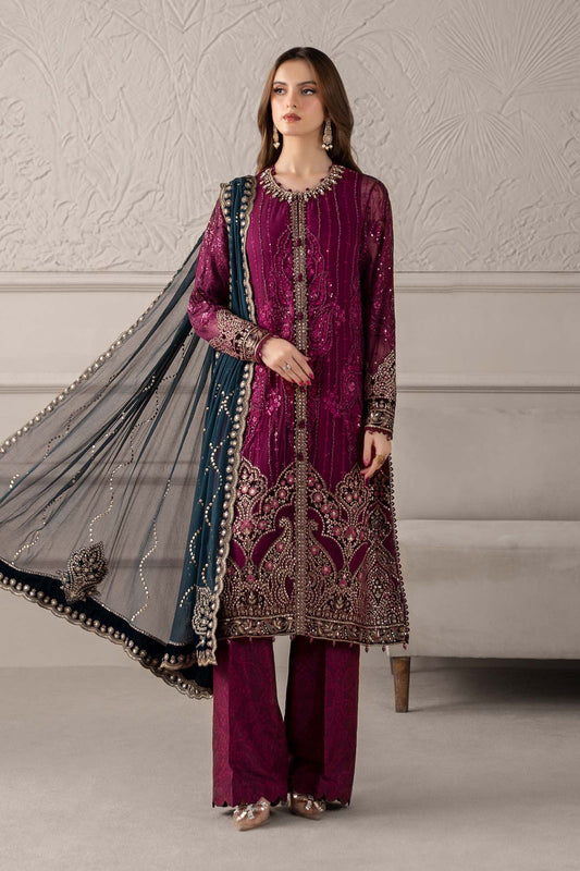 3 Piece Embroidered Chiffon Suit | MCS-25-102 by MARIA.B