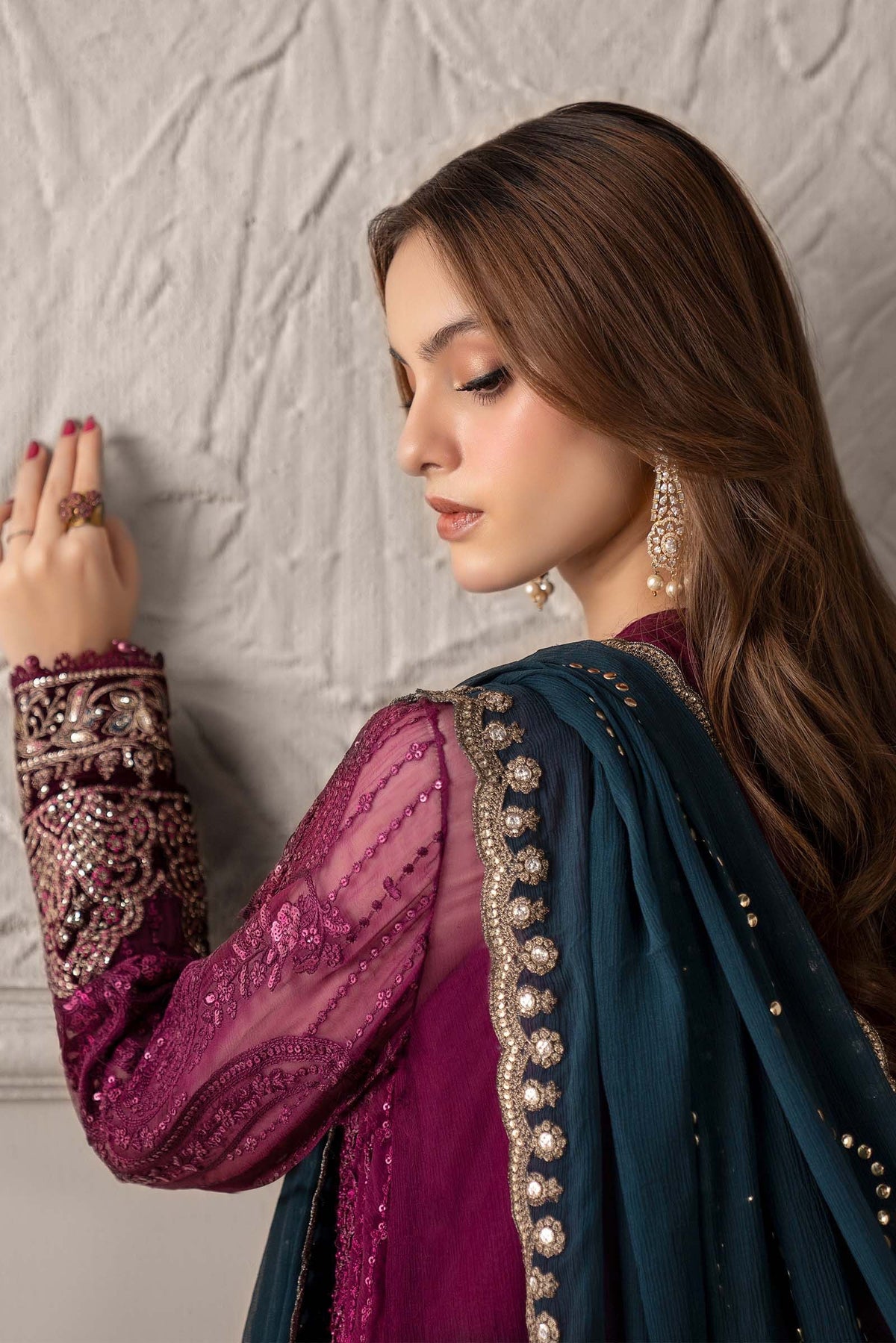 3 Piece Embroidered Chiffon Suit | MCS-25-102 by MARIA.B