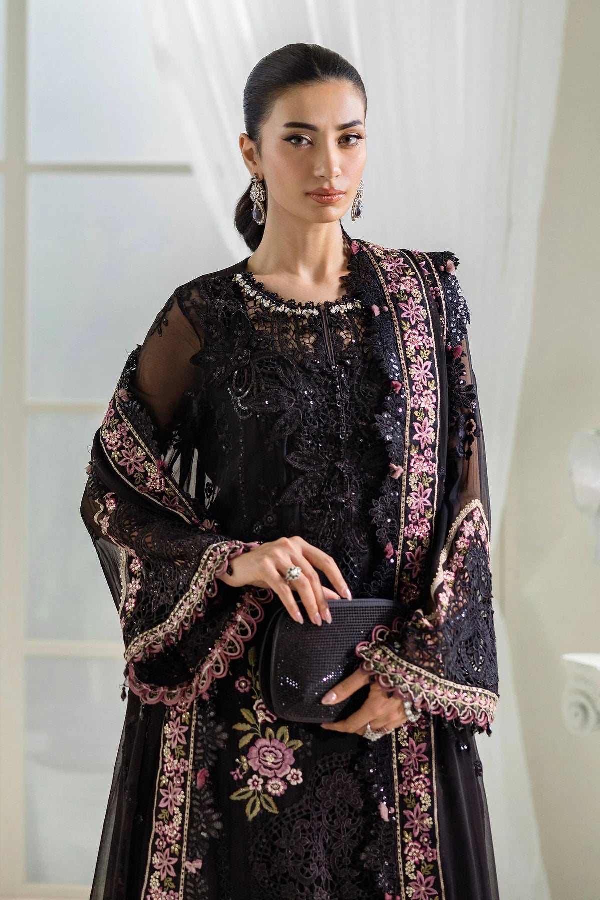 3 Piece Unstitched Embroidered Chiffon Suit | MPC-25-104 by Maria.B