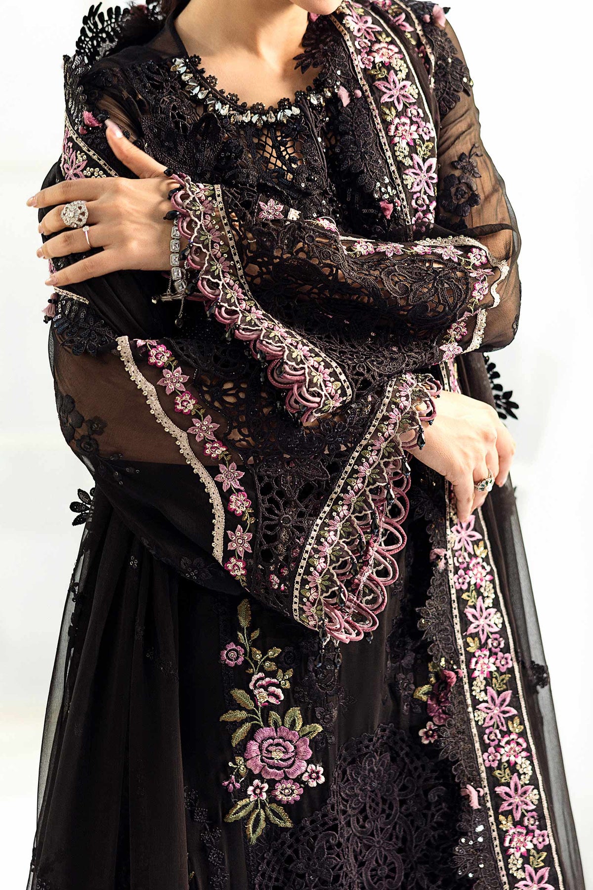 3 Piece Unstitched Embroidered Chiffon Suit | MPC-25-104 by Maria.B
