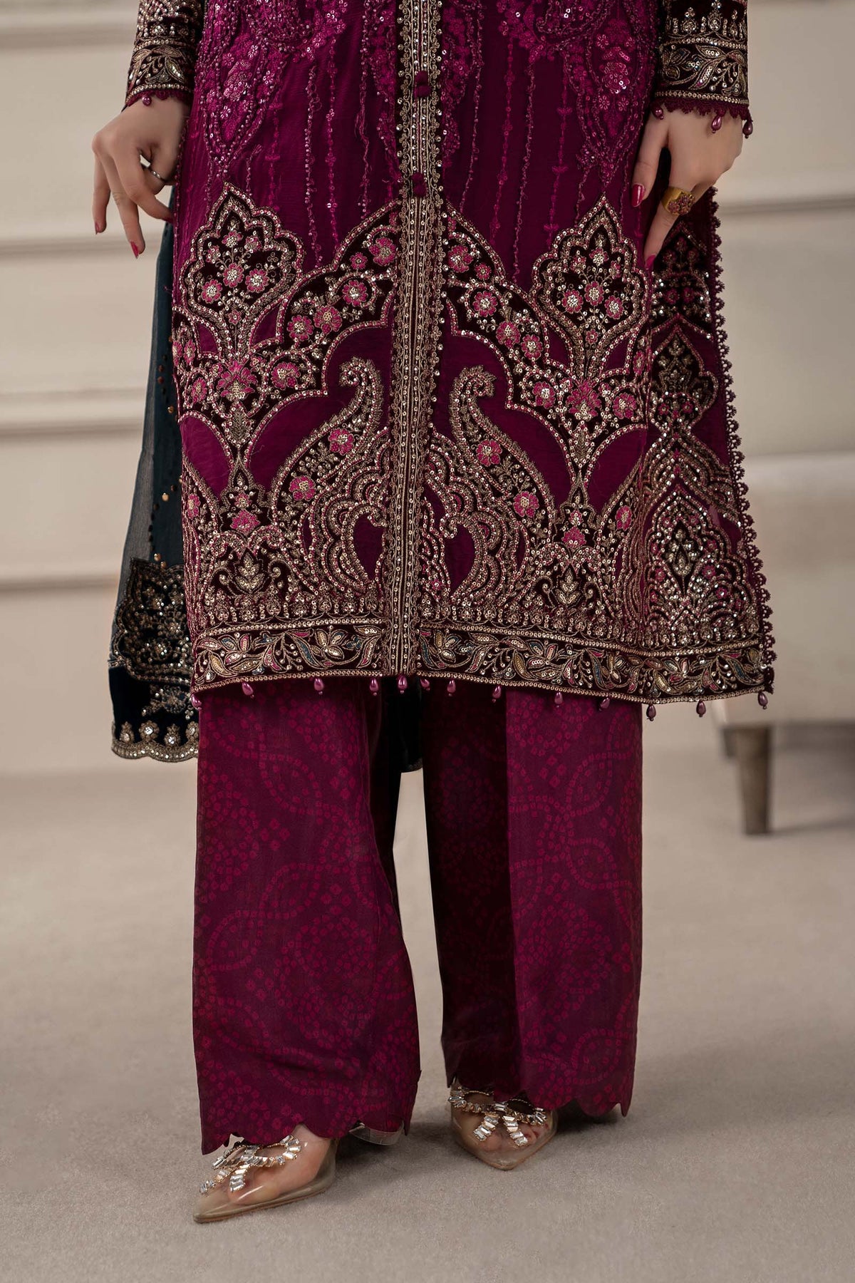 3 Piece Embroidered Chiffon Suit | MCS-25-102 by MARIA.B