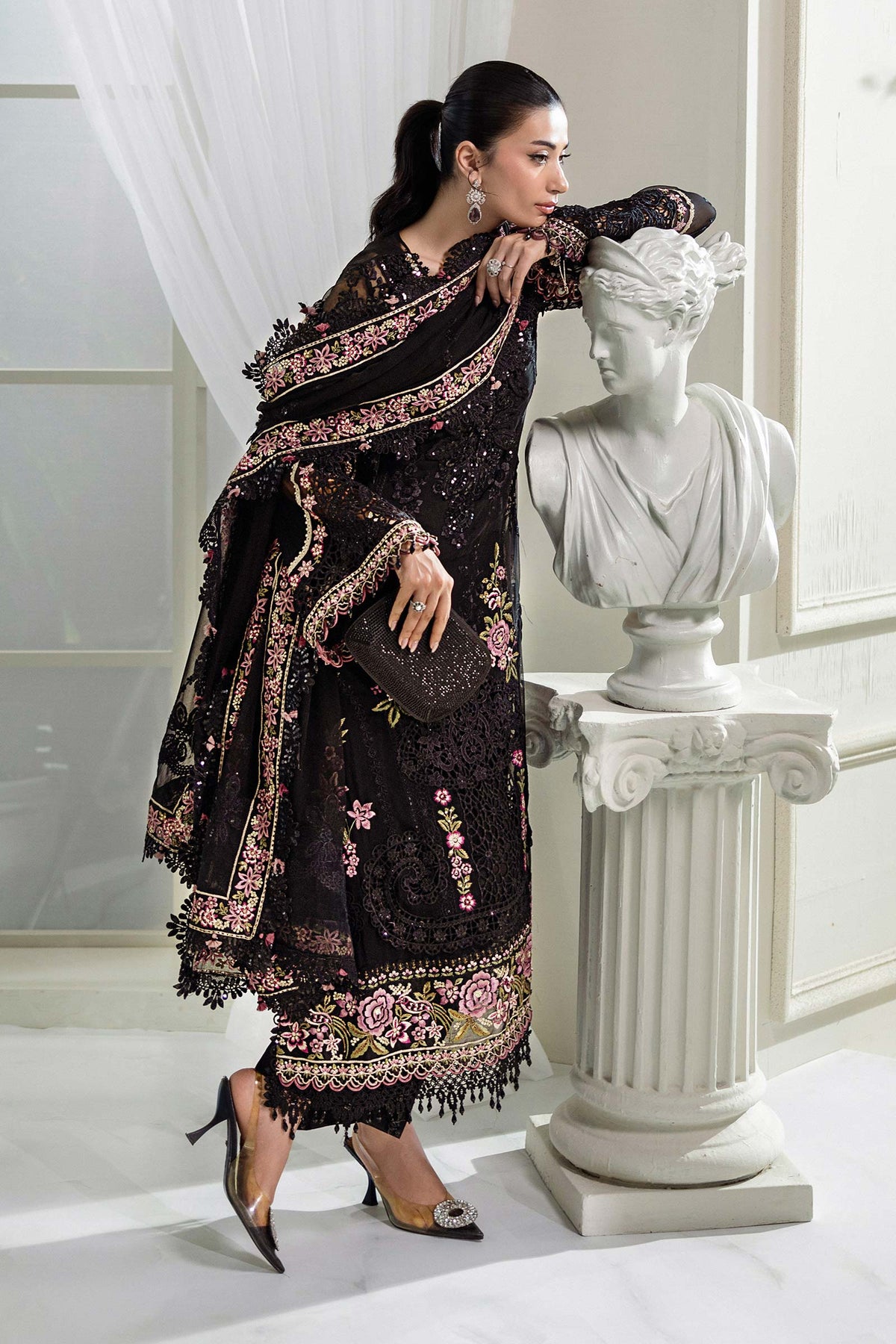 3 Piece Unstitched Embroidered Chiffon Suit | MPC-25-104 by Maria.B