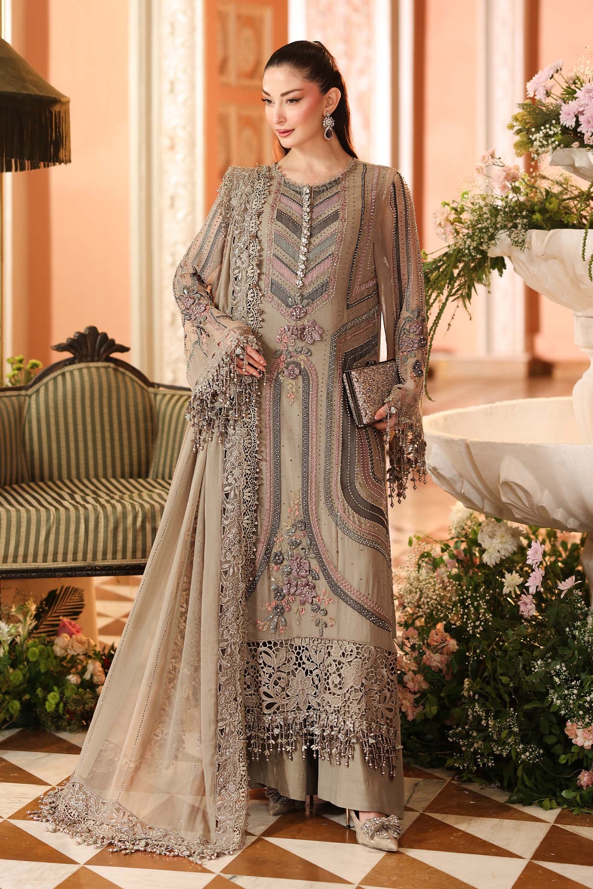 3 Piece Embroidered Chiffon Suit by Maria.B