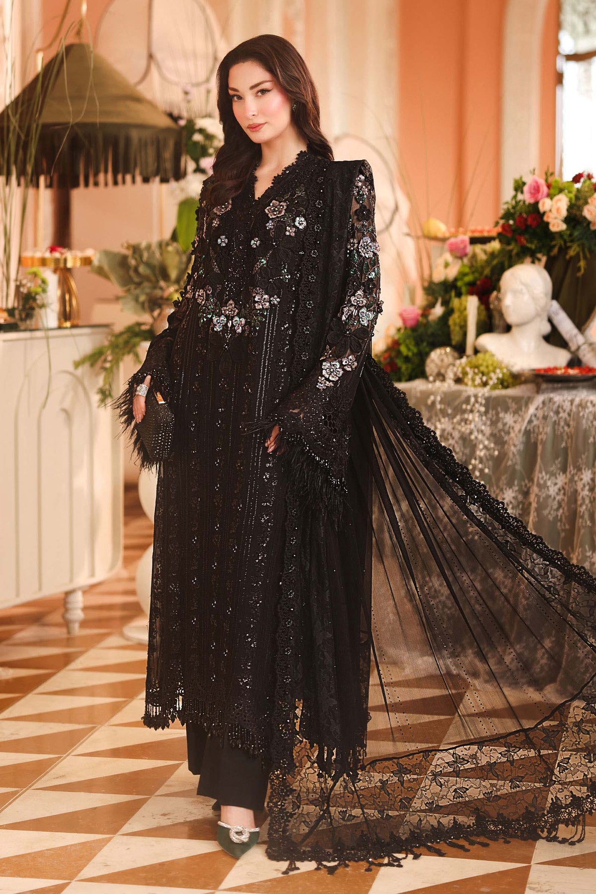 3 Piece Embroidered Chiffon Suit by Maria.B