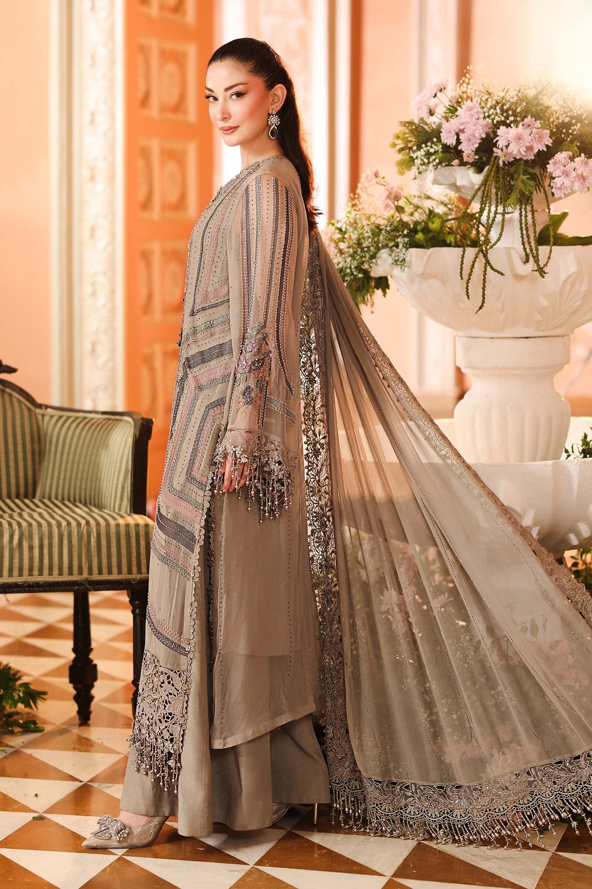3 Piece Embroidered Chiffon Suit by Maria.B