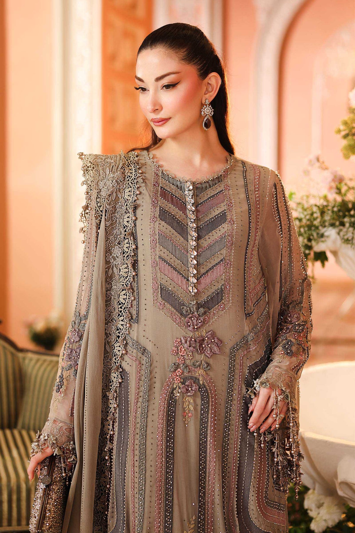 3 Piece Embroidered Chiffon Suit by Maria.B