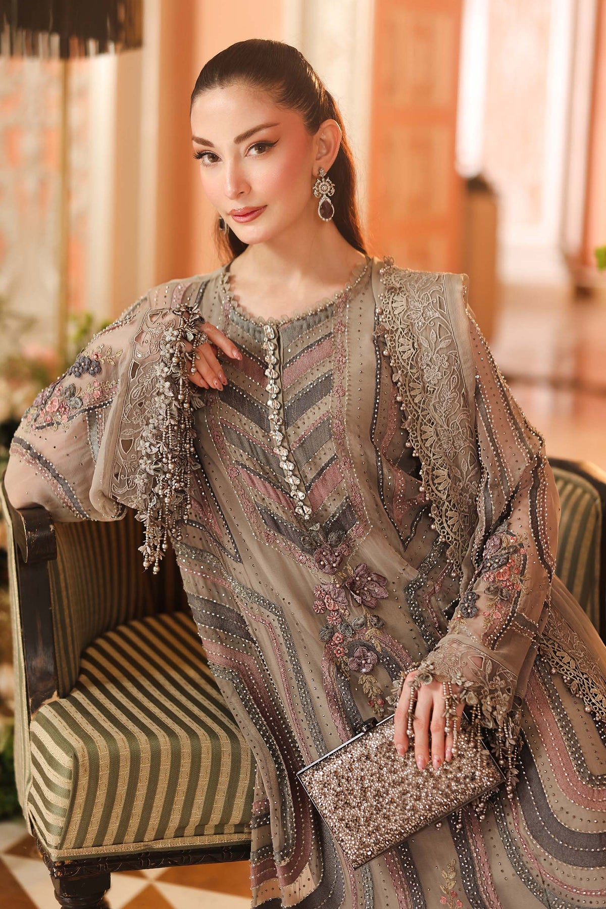 3 Piece Embroidered Chiffon Suit by Maria.B