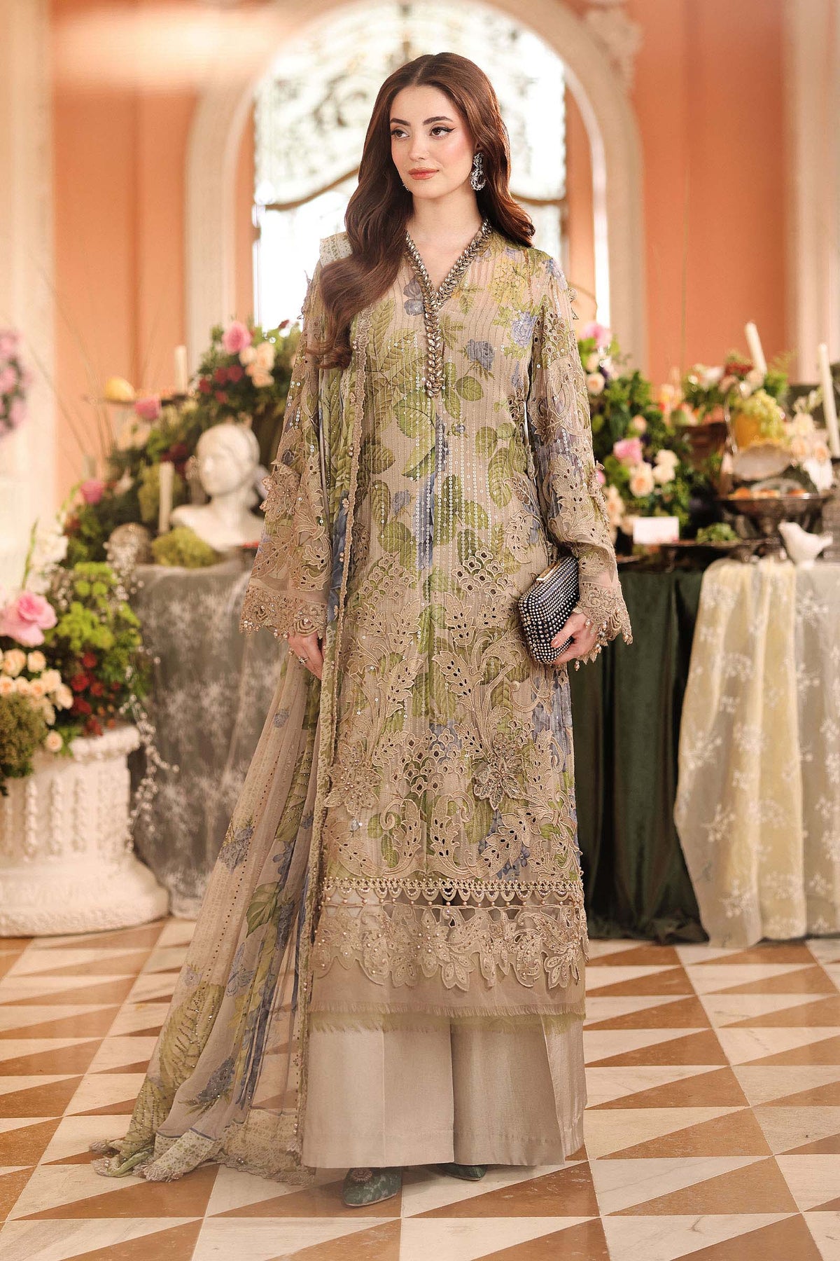 3 Piece Embroidered Chiffon Suit by Maria.B