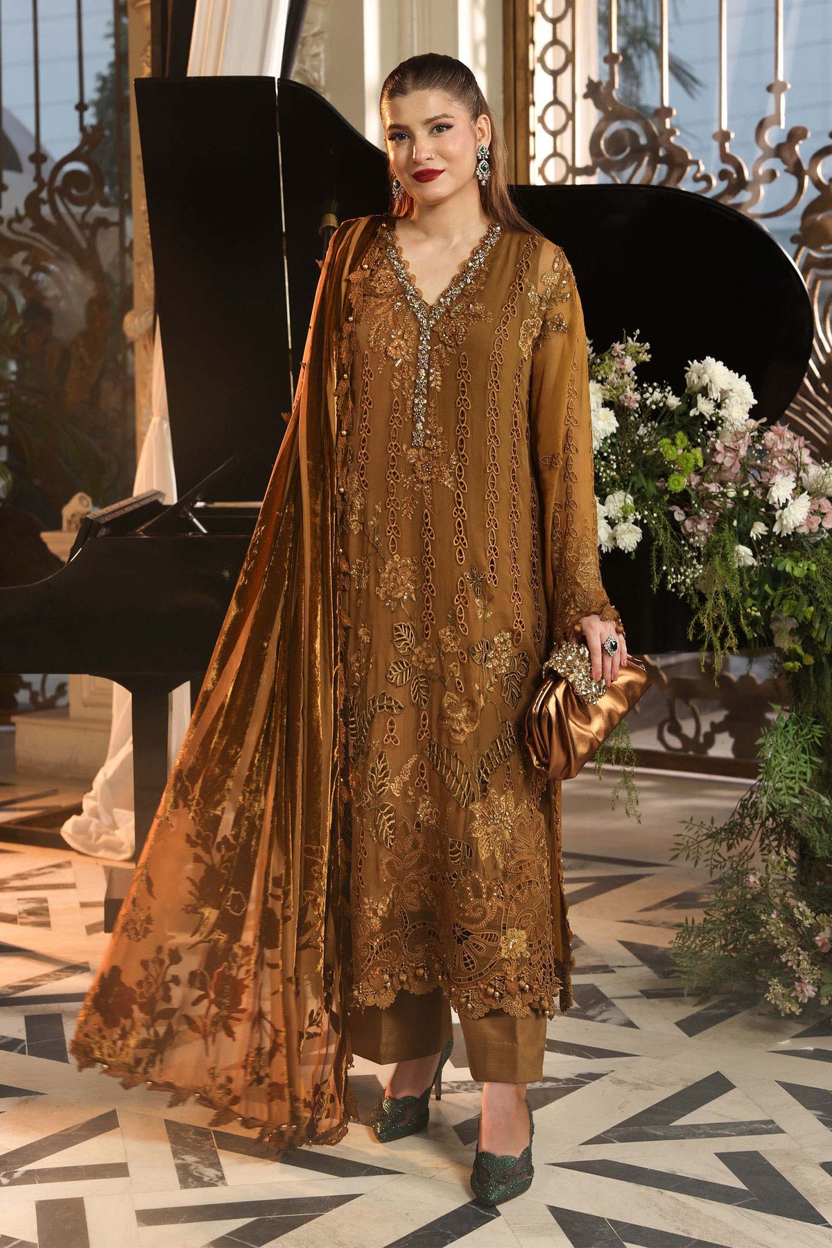 3 Piece Embroidered Chiffon Suit by Maria.B