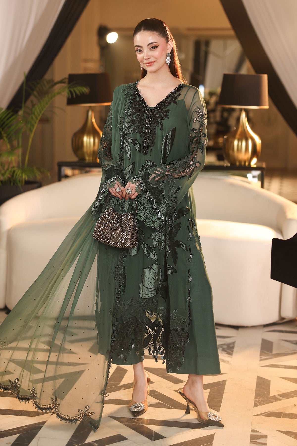 3 Piece Embroidered Chiffon Suit by Maria.B