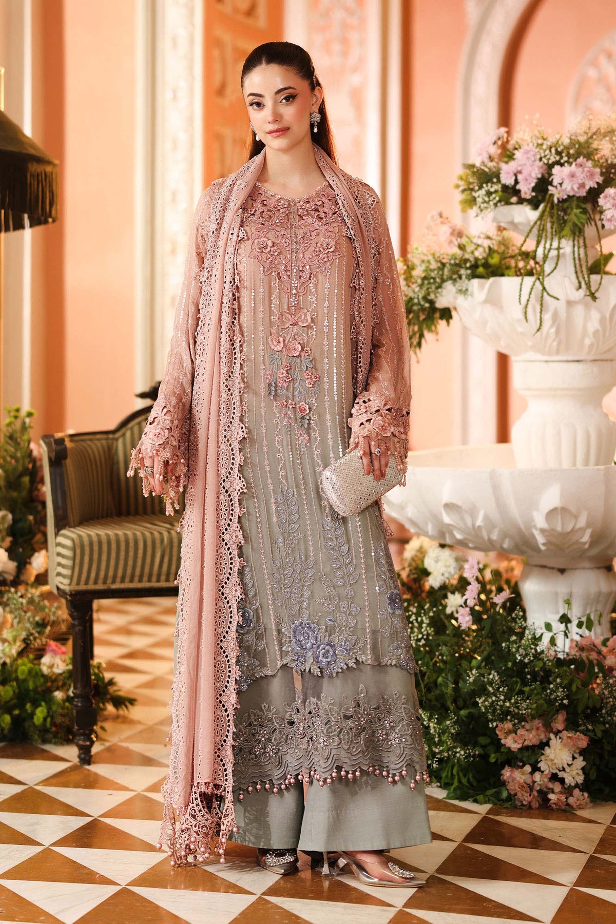 3 Piece Embroidered Chiffon Suit by Maria.B