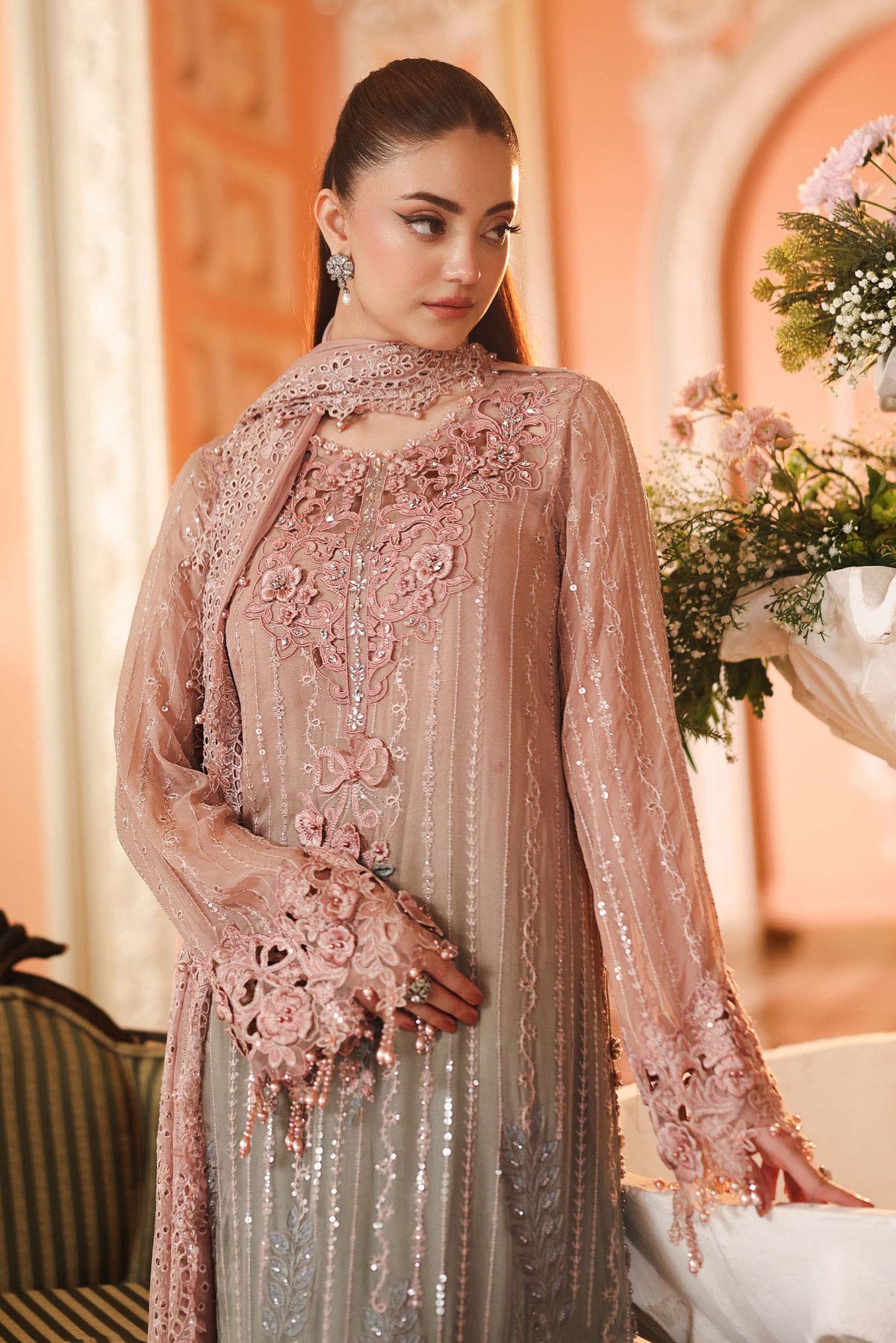 3 Piece Embroidered Chiffon Suit by Maria.B