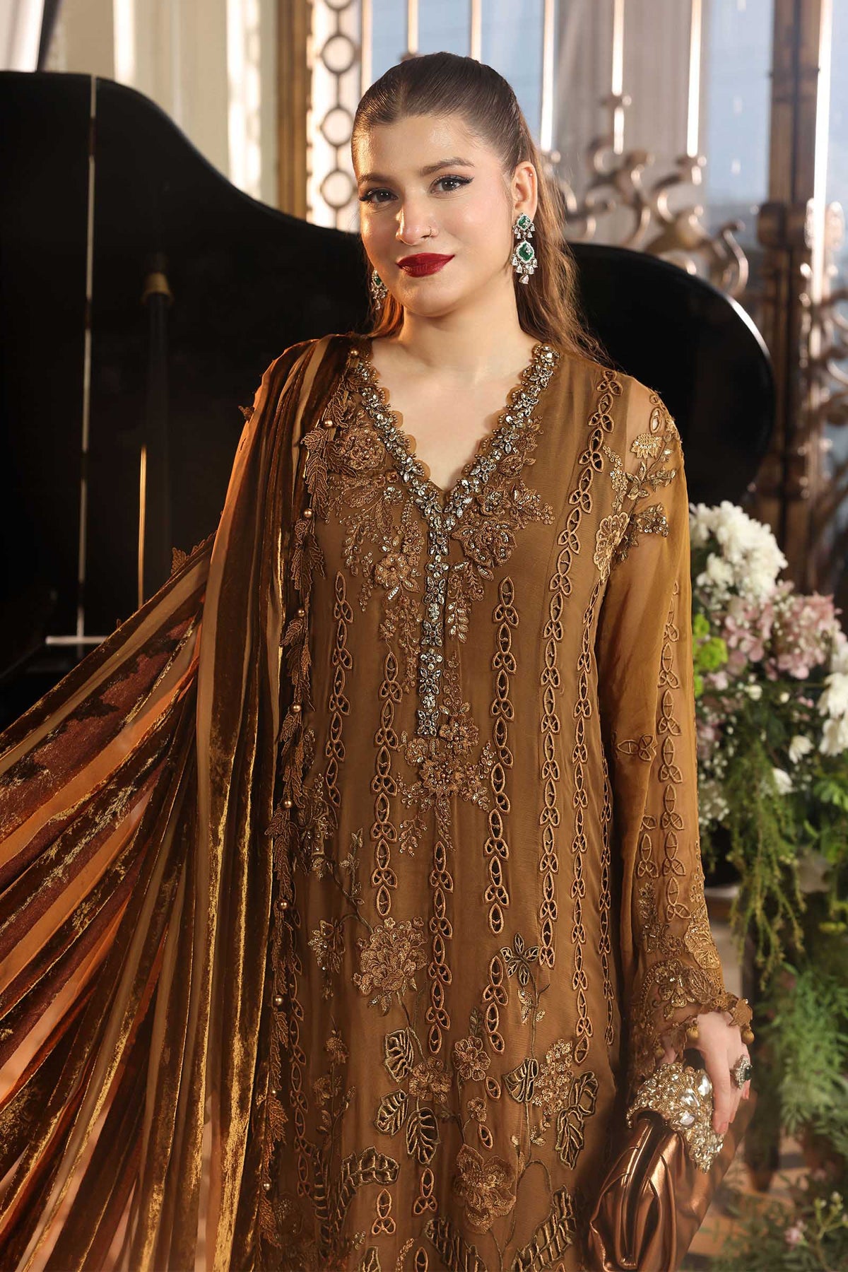 3 Piece Embroidered Chiffon Suit by Maria.B