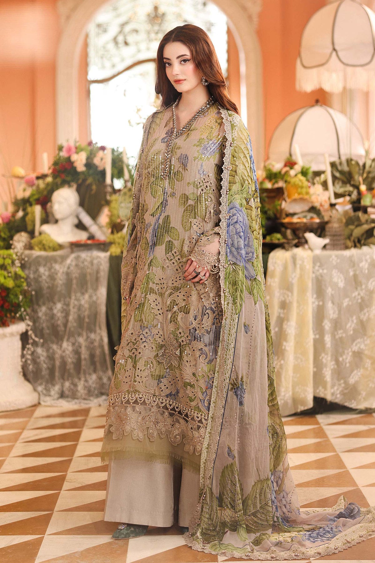 3 Piece Embroidered Chiffon Suit by Maria.B