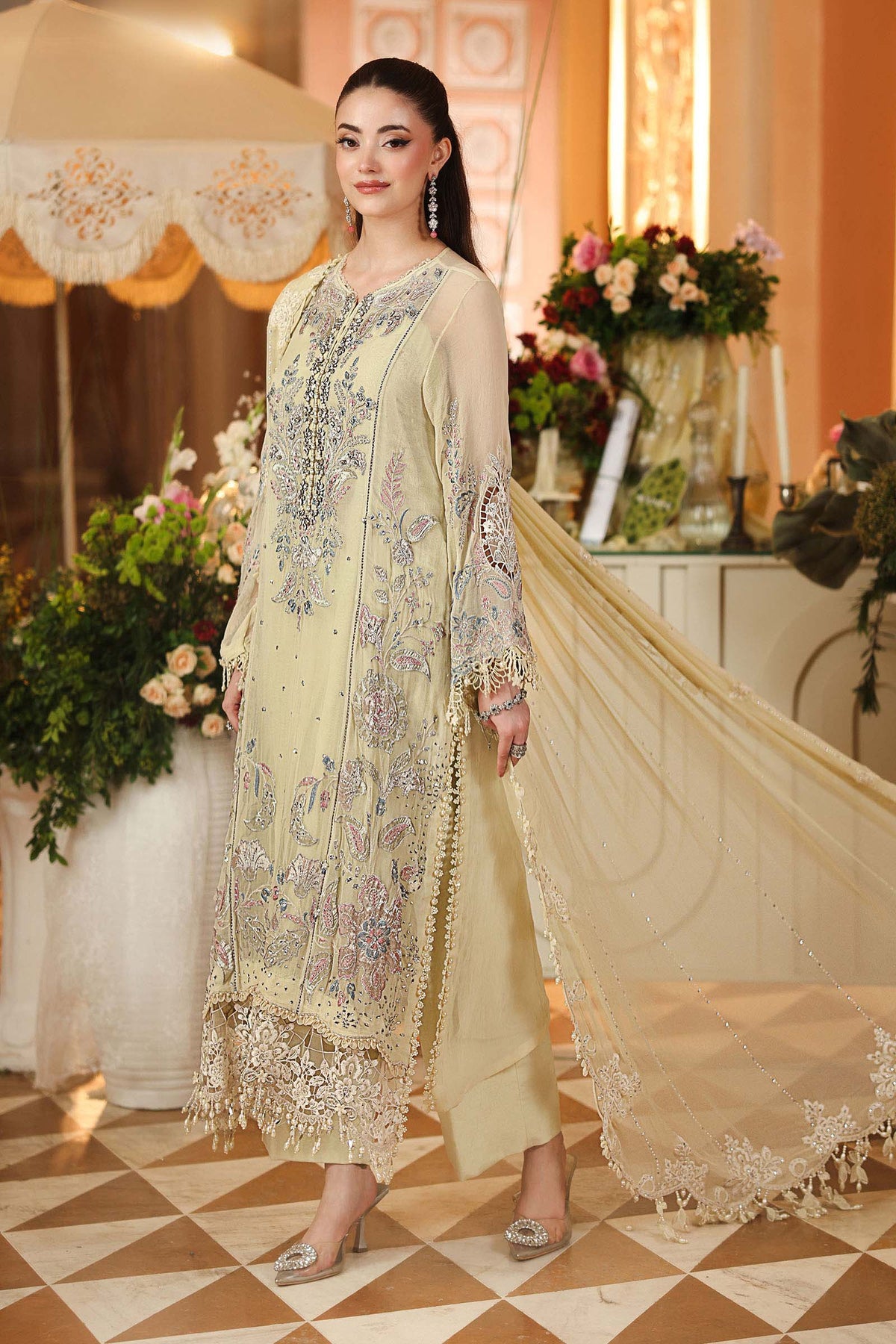 3 Piece Embroidered Chiffon Suit by Maria.B
