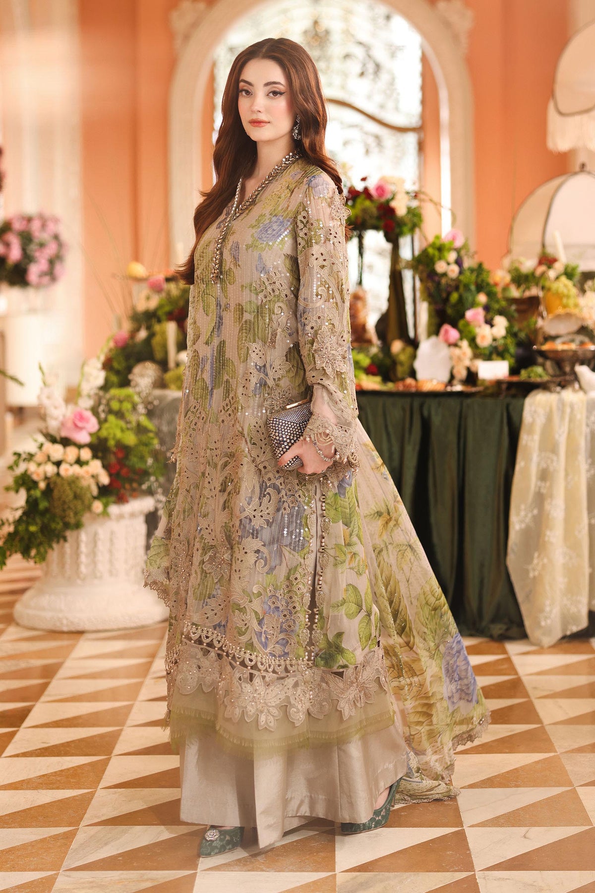 3 Piece Embroidered Chiffon Suit by Maria.B