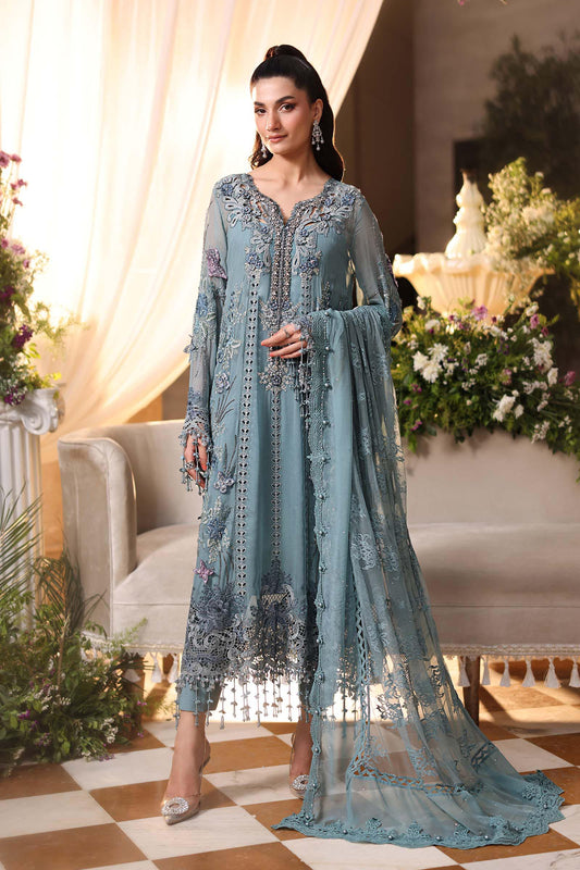 3 Piece Unstitched Embroidered Chiffon Suit by Maria.B