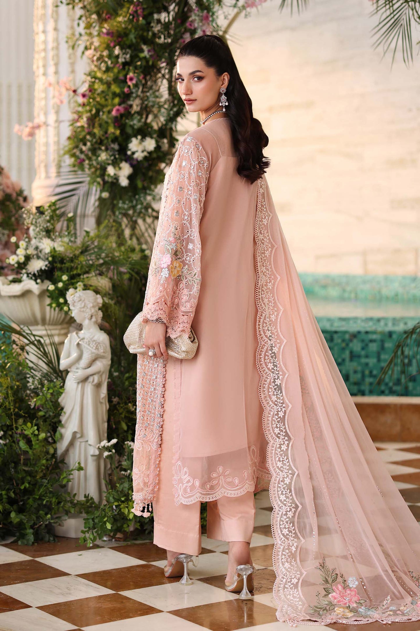 3 Piece Unstitched Embroidered Chiffon Suit