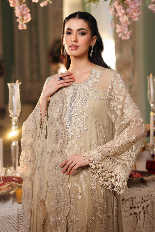 3 Piece Unstitched Embroidered Chiffon Suit by Maria.B