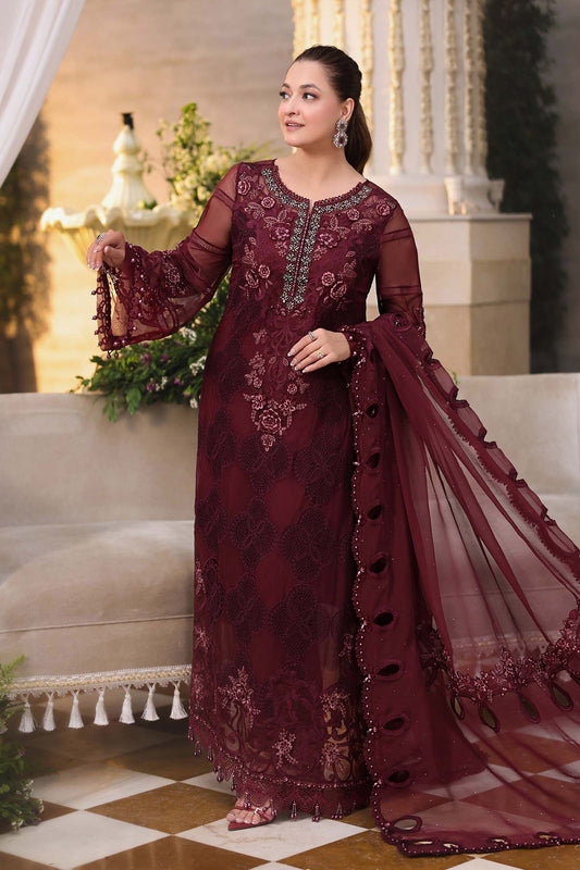 3 Piece Unstitched Embroidered Chiffon Suit by Maria.B