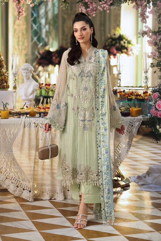 3 Piece Unstitched Embroidered Chiffon Suit by Maria.B
