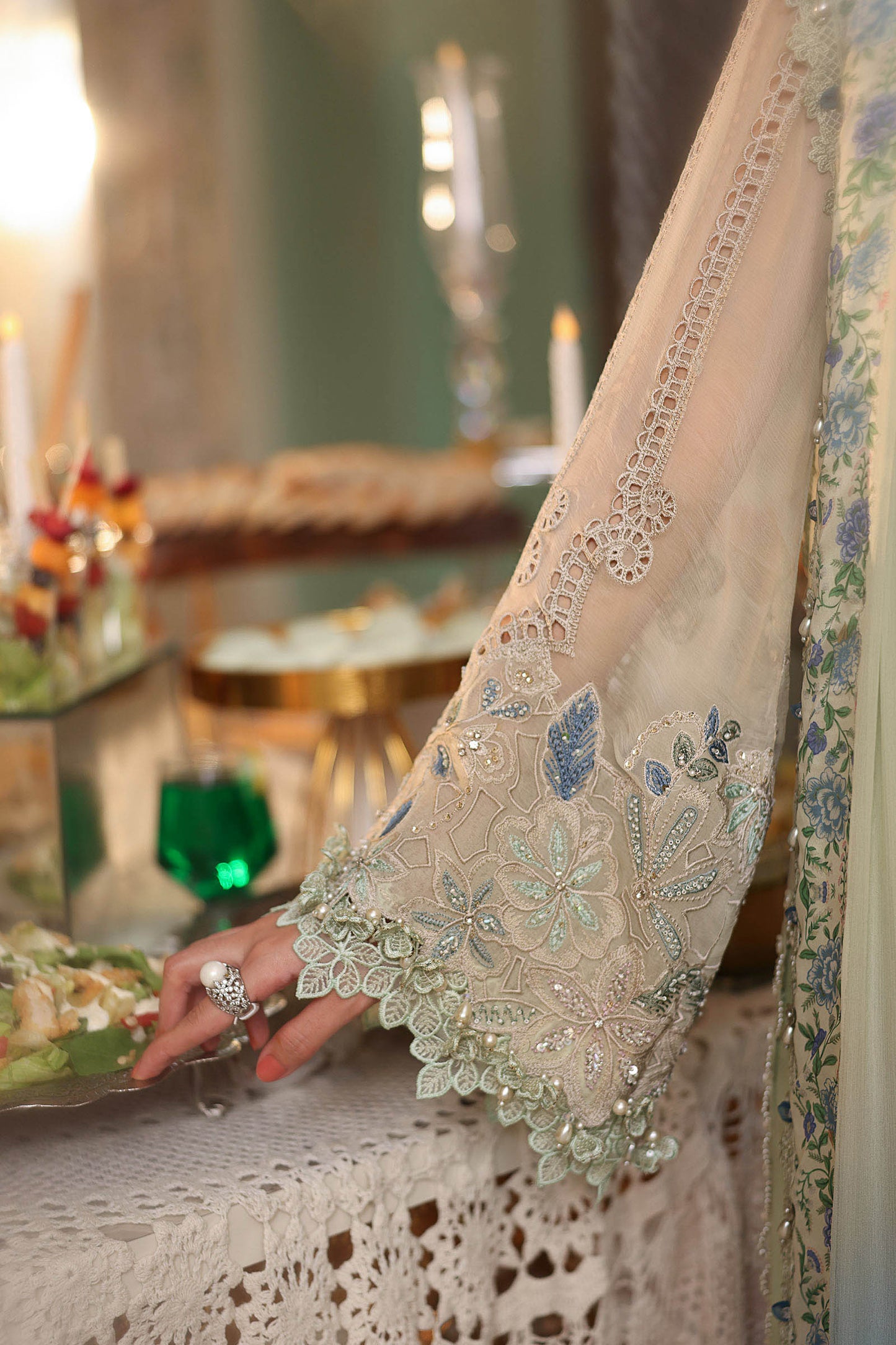 3 Piece Unstitched Embroidered Chiffon Suit