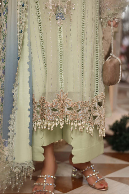 3 Piece Unstitched Embroidered Chiffon Suit