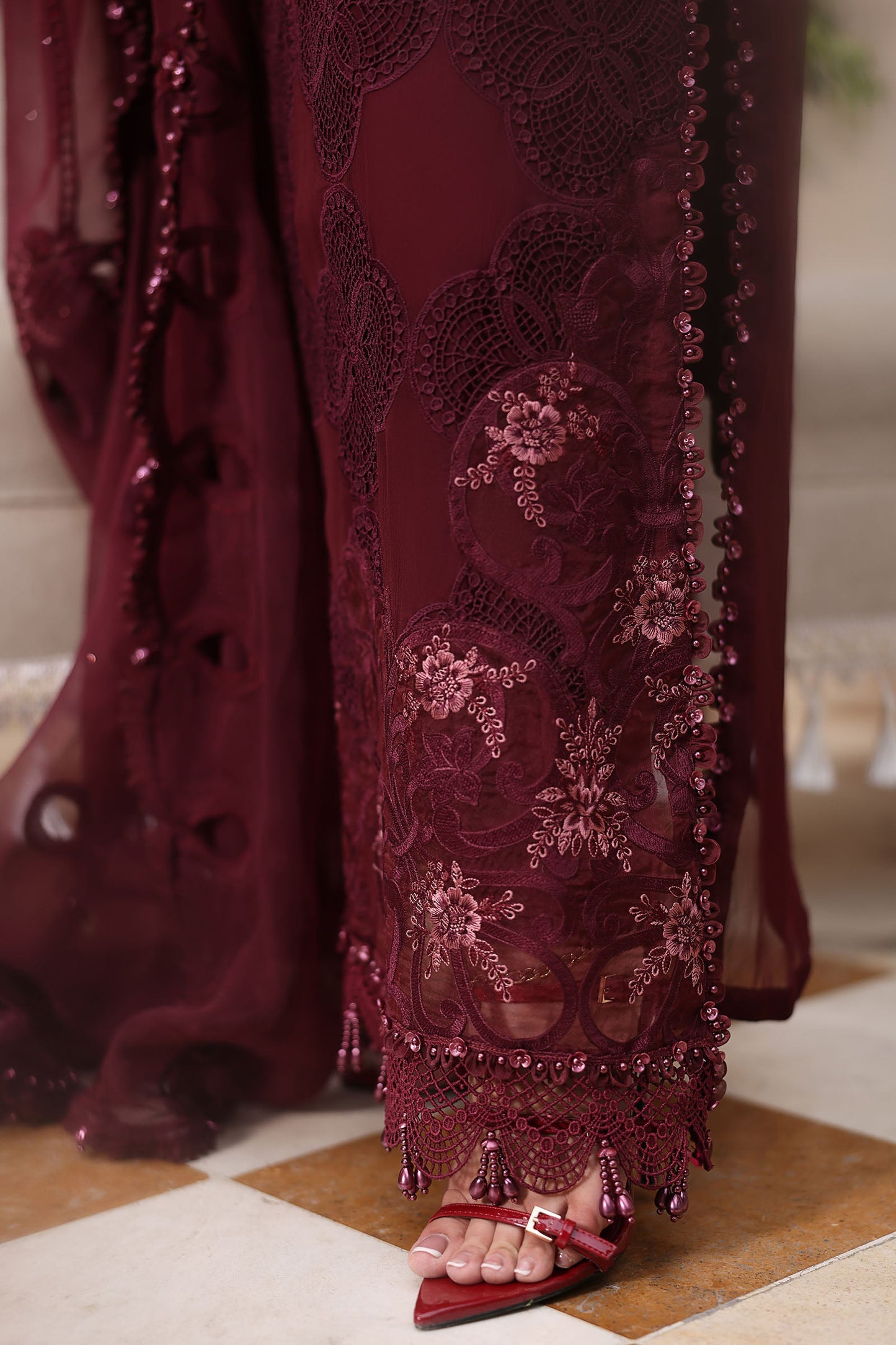3 Piece Unstitched Embroidered Chiffon Suit