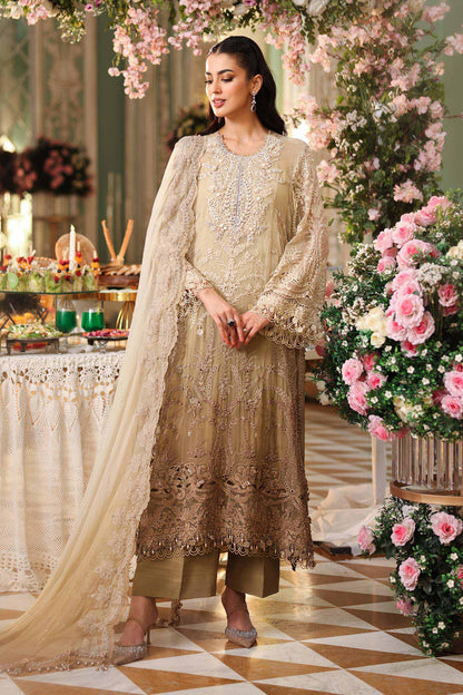 3 Piece Unstitched Embroidered Chiffon Suit