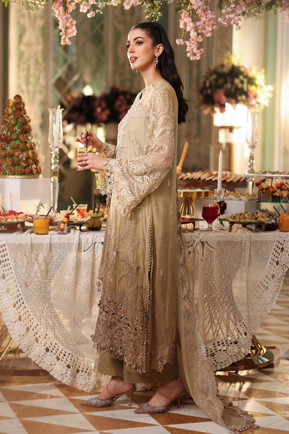 3 Piece Unstitched Embroidered Chiffon Suit